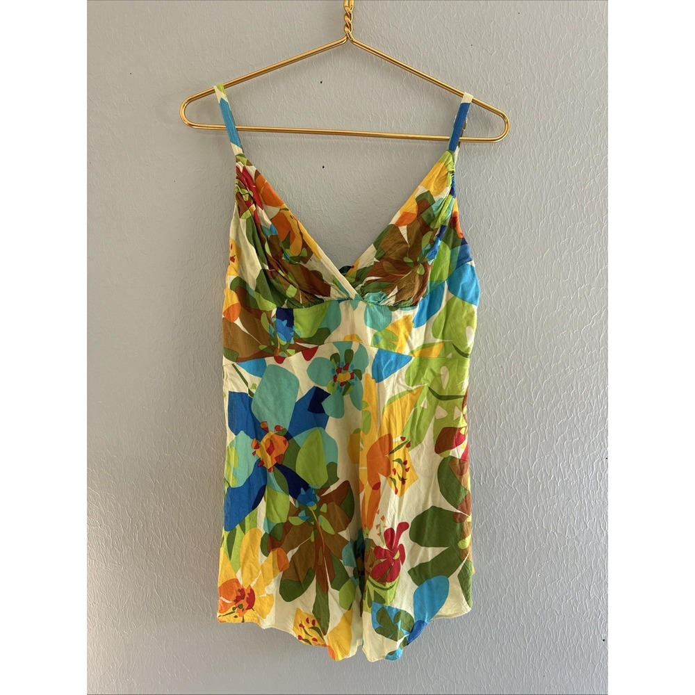 Jams World Rayon Babydoll Tank Top Shift Blouse Tropical Hawaiian Vintage XL